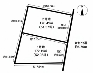 全体区割図 土地 天白区梅が丘4丁目 1号地 間取り